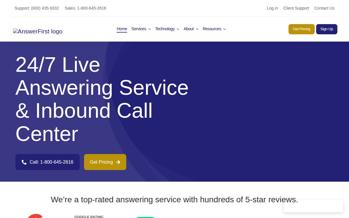 AnswerFirst homepage