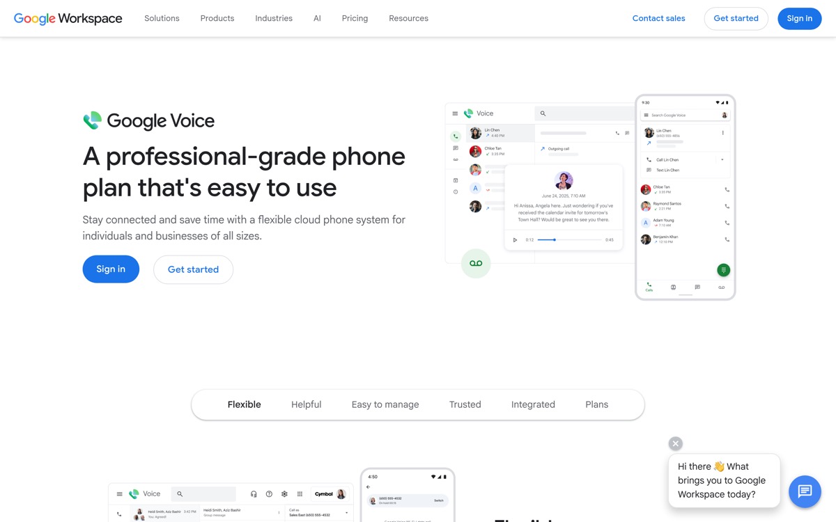 Google Voice homepage
