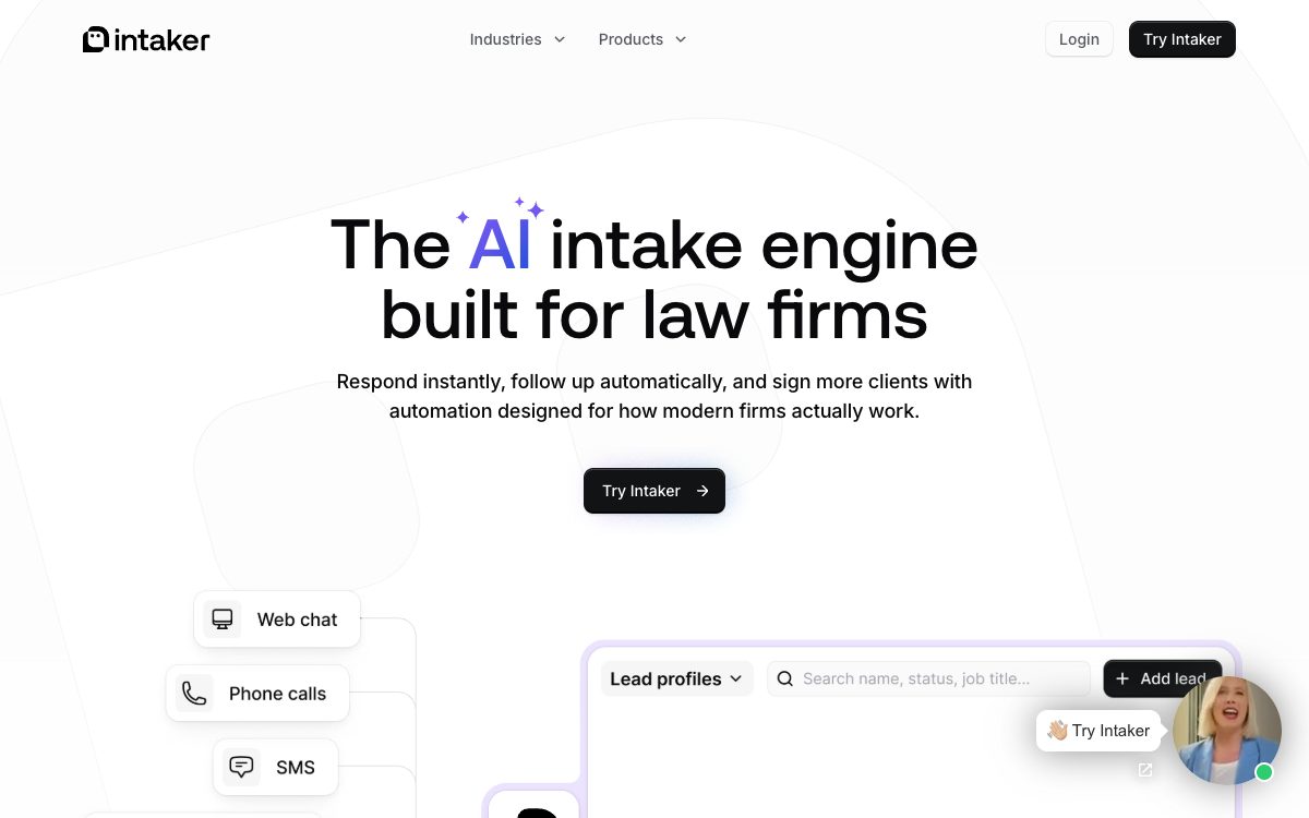 Intaker, an AI legal intake engine built for law firms