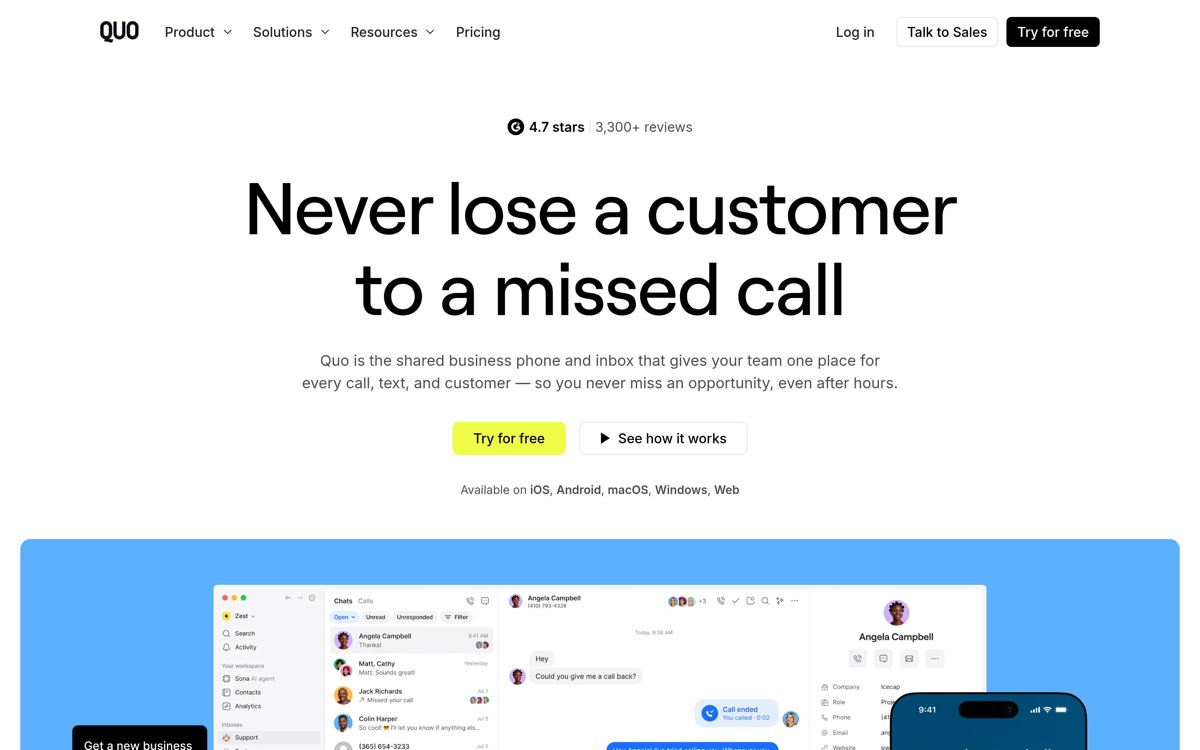 Quo (formerly OpenPhone) homepage