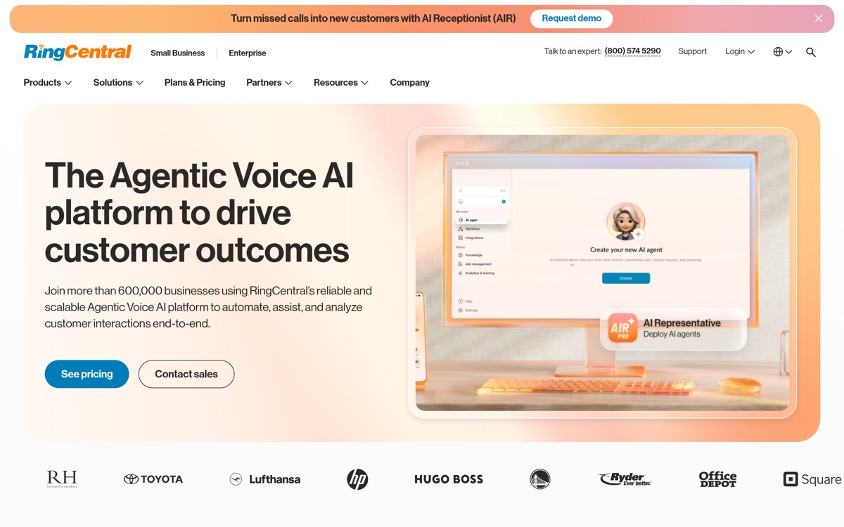 RingCentral homepage