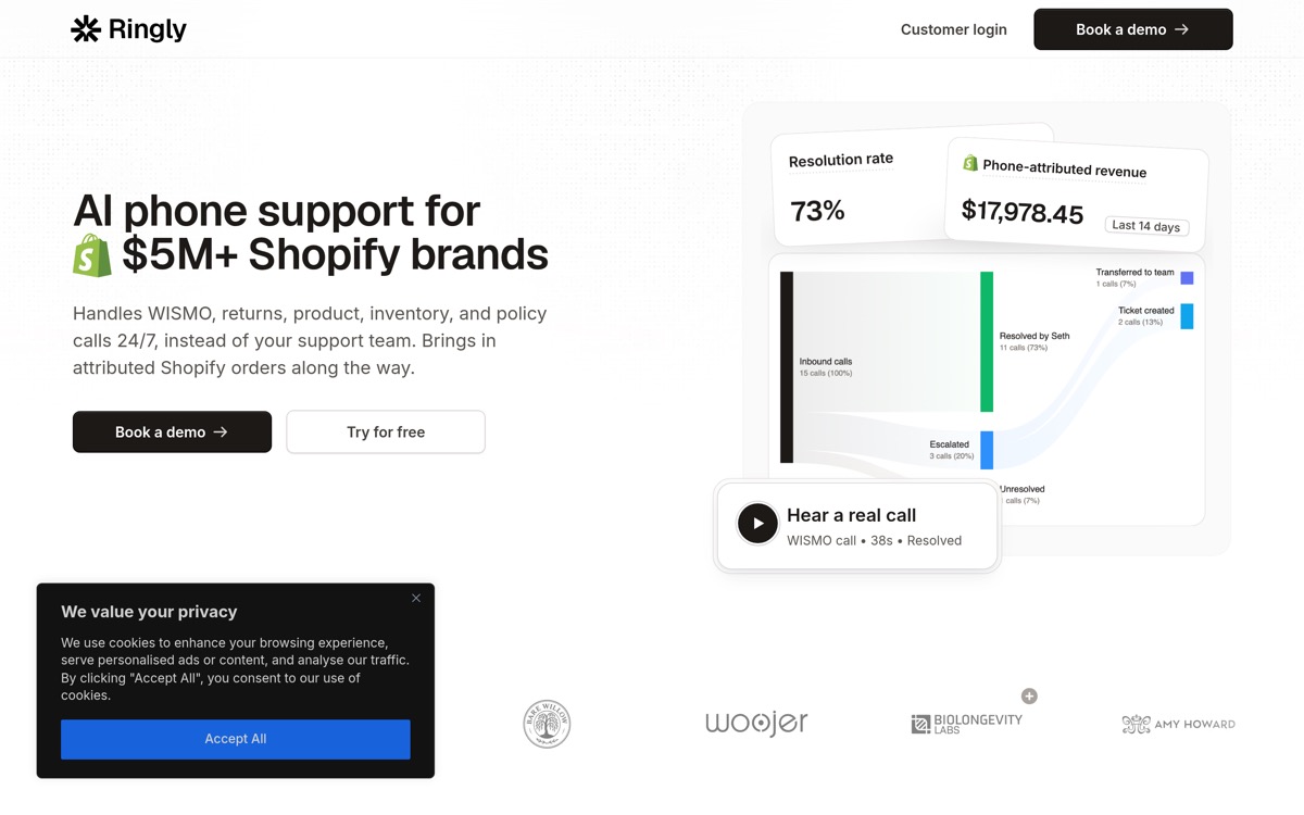 Ringly homepage